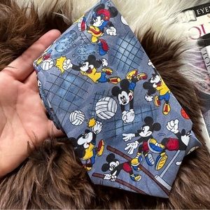 DISNEY 90’s Vintage Mickey Mouse Sports volleyball Basketball Themed Neck Tie